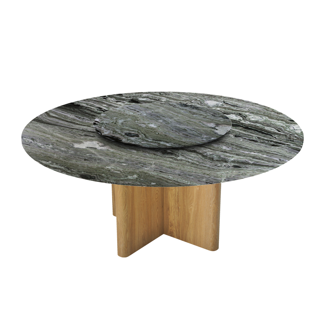 6ft Round Verde Prato Natural Marble Dining Table