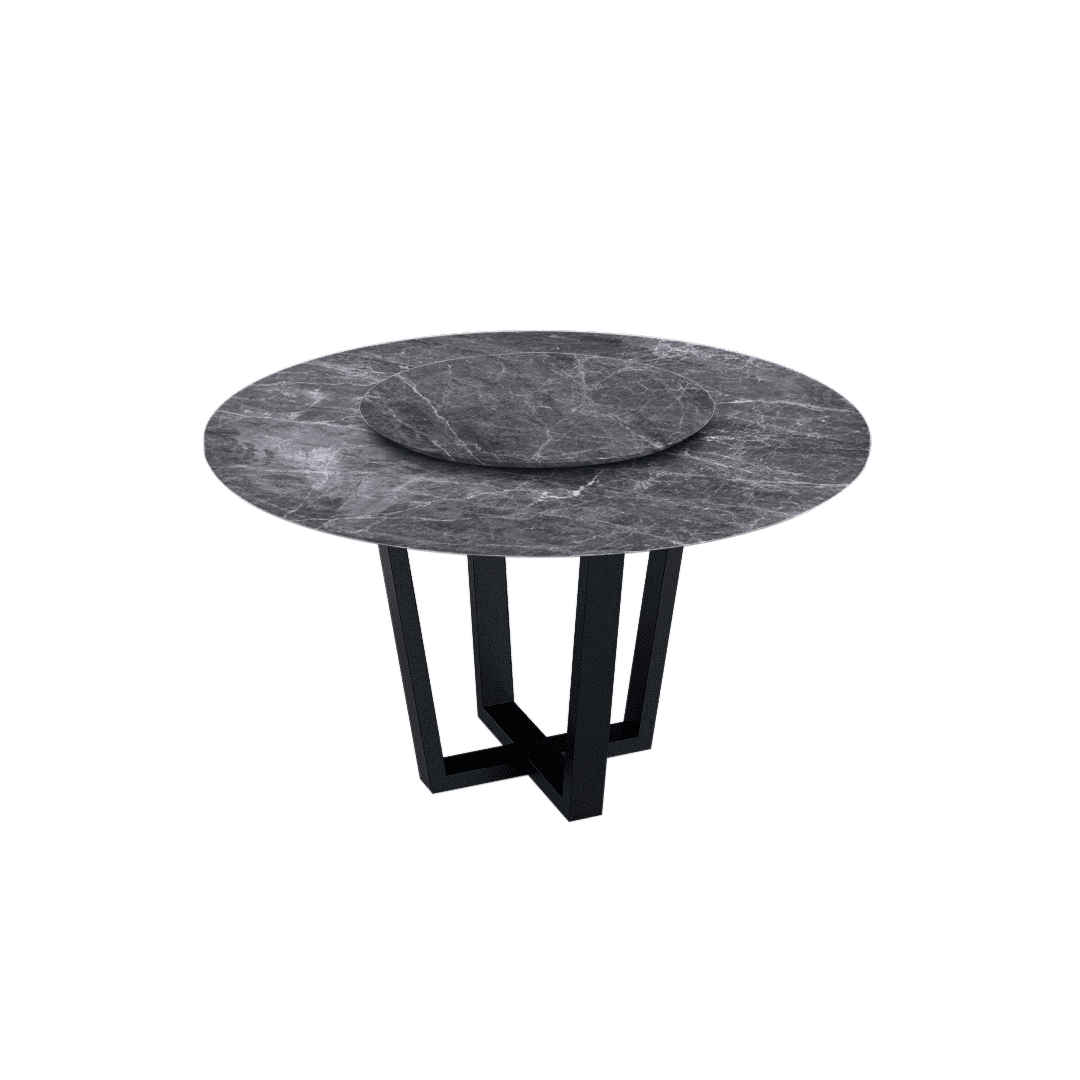 4.3ft Round Hermes Grey Natural Marble Dining Table