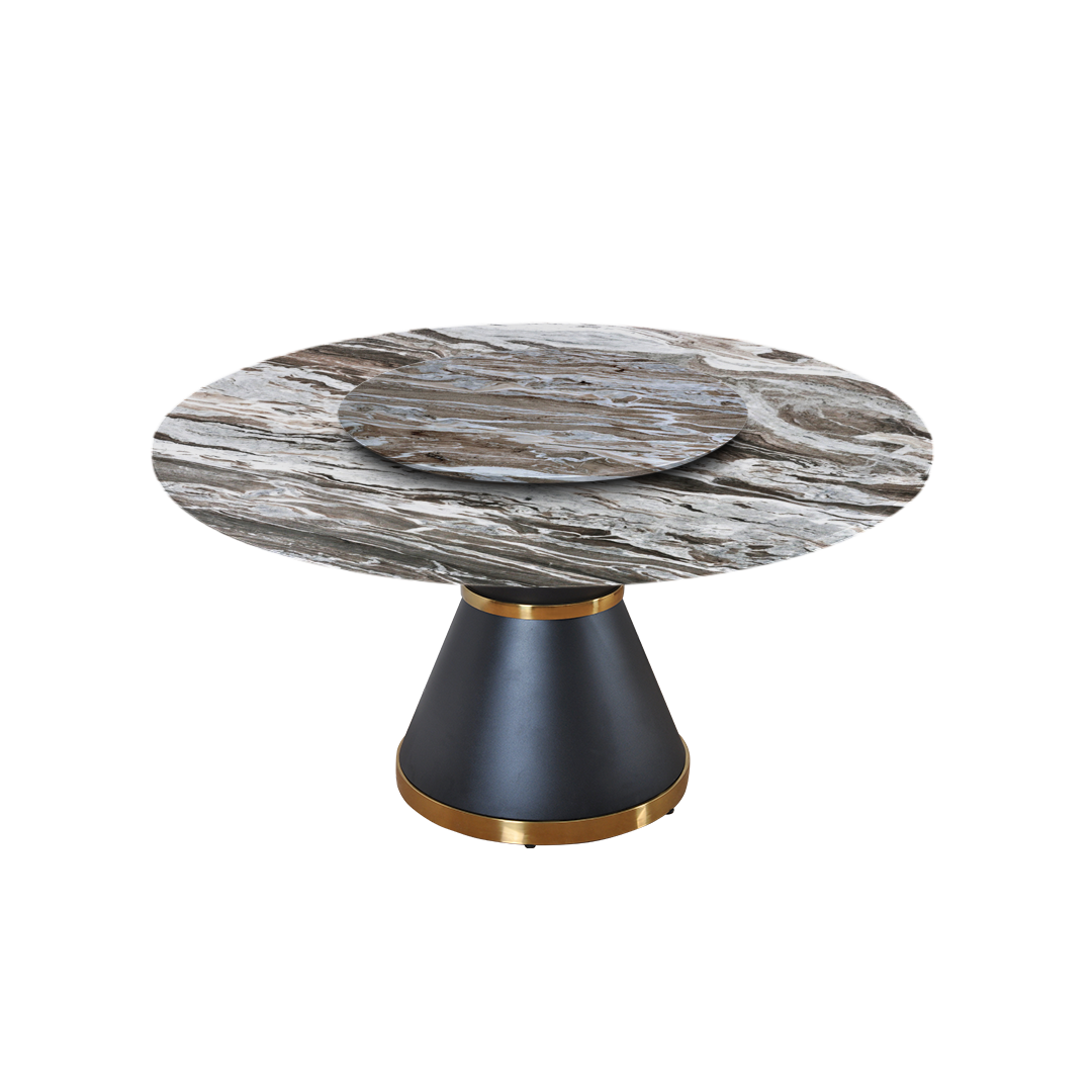 5ft Round Toronto Brown Natural Marble Dining Table