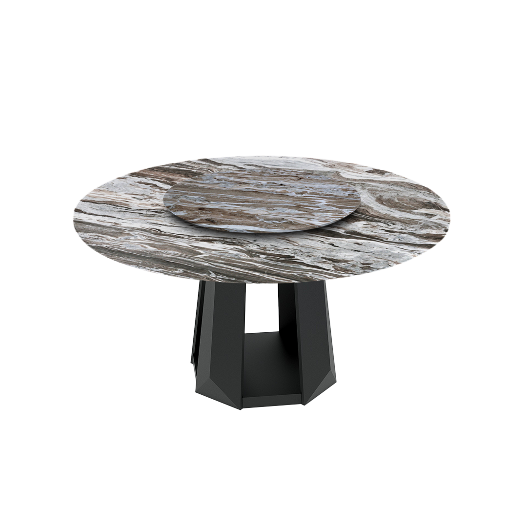 5ft Round Toronto Brown Natural Marble Dining Table