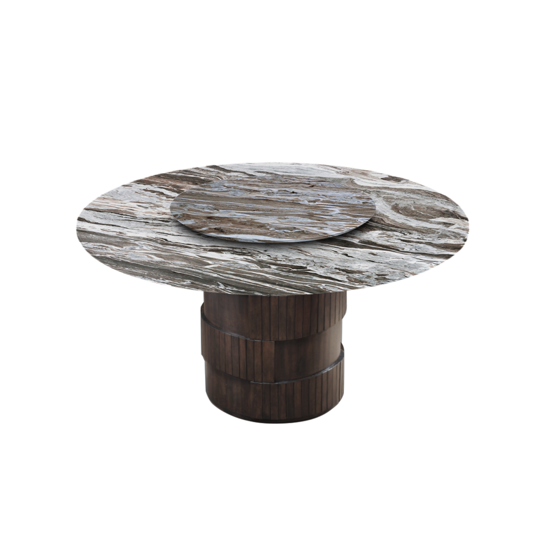 5ft Round Toronto Brown Natural Marble Dining Table
