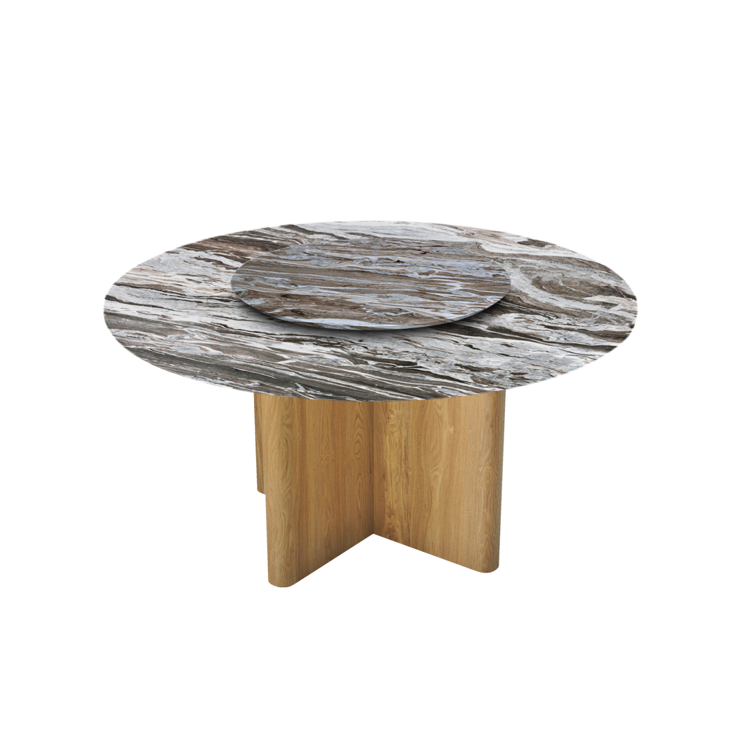 5ft Round Toronto Brown Natural Marble Dining Table