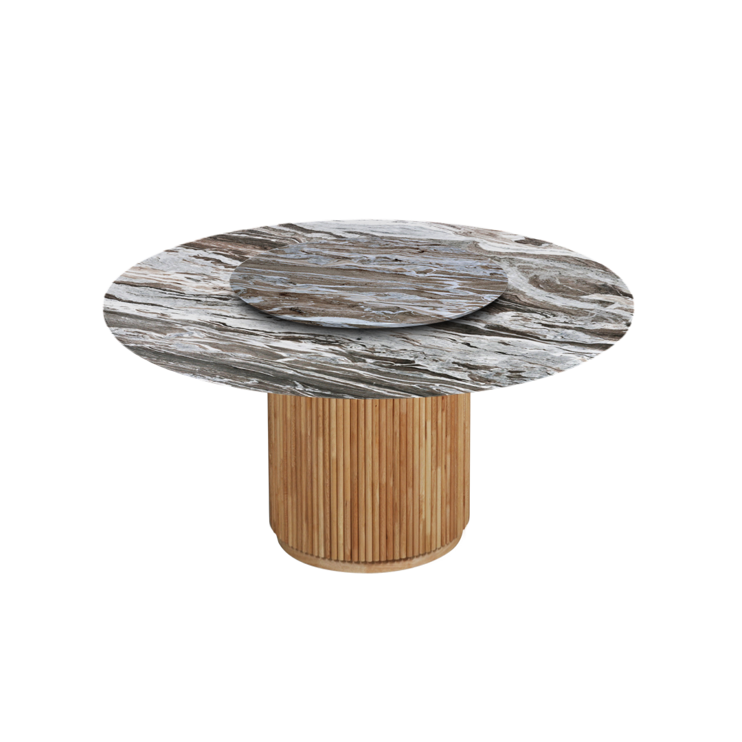 5ft Round Toronto Brown Natural Marble Dining Table