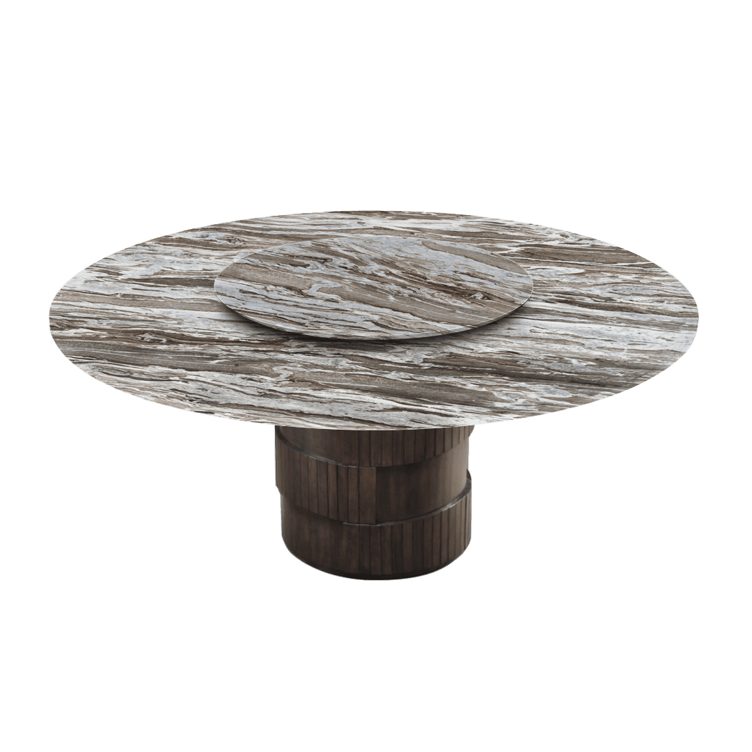 6ft Round Toronto Brown Natural Marble Dining Table