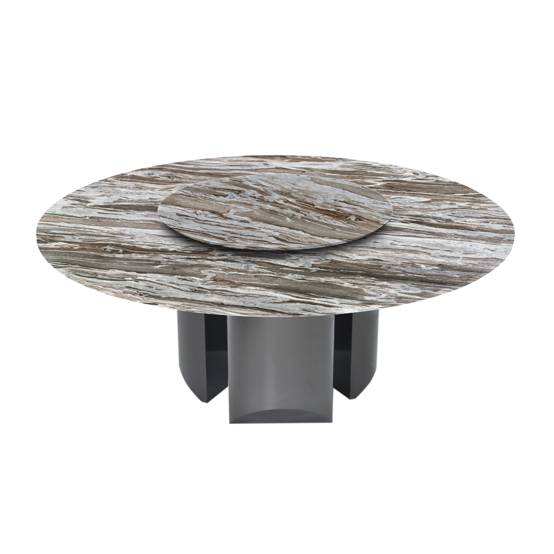6ft Round Toronto Brown Natural Marble Dining Table