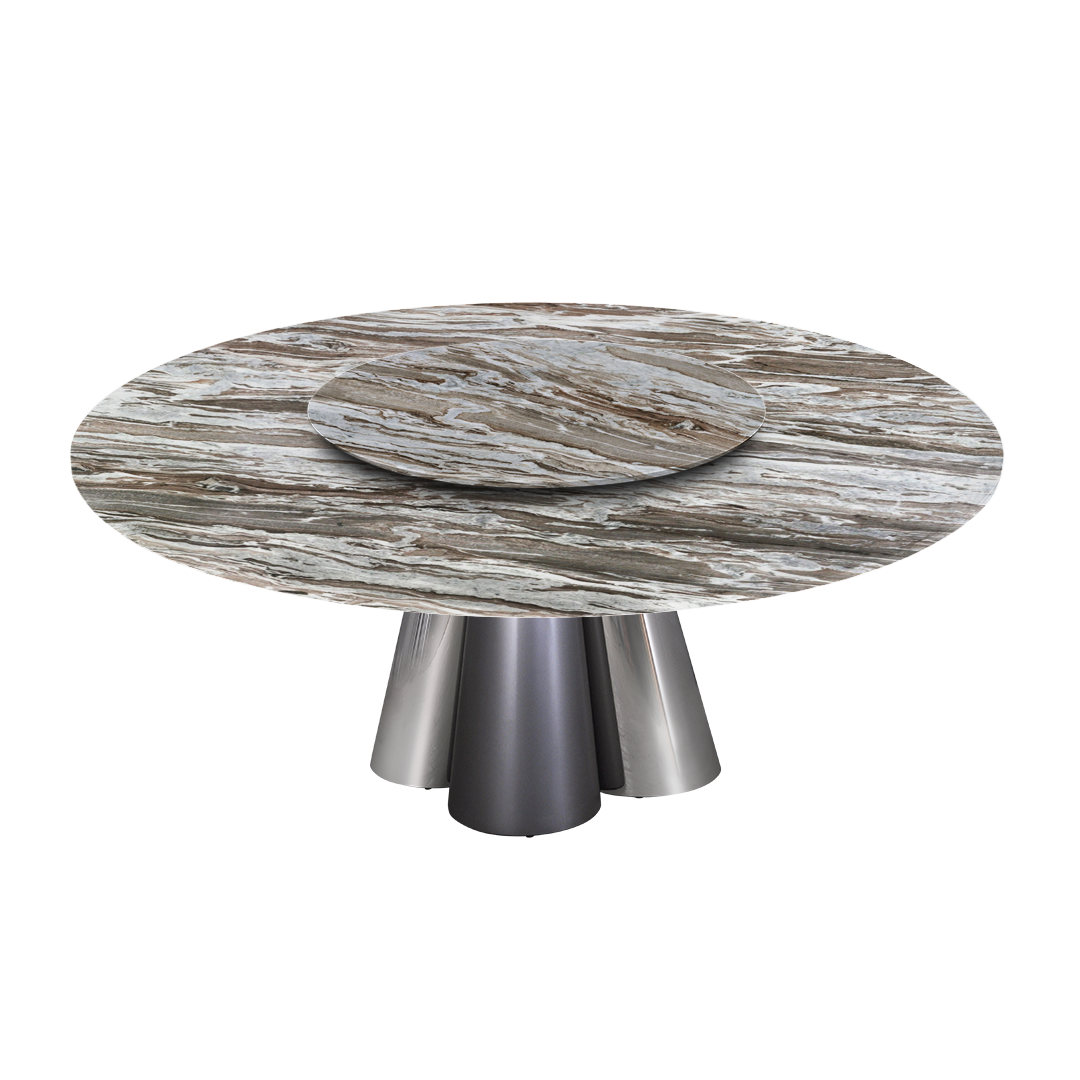 6ft Round Toronto Brown Natural Marble Dining Table