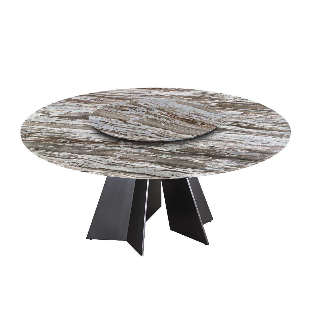 6ft Round Toronto Brown Natural Marble Dining Table