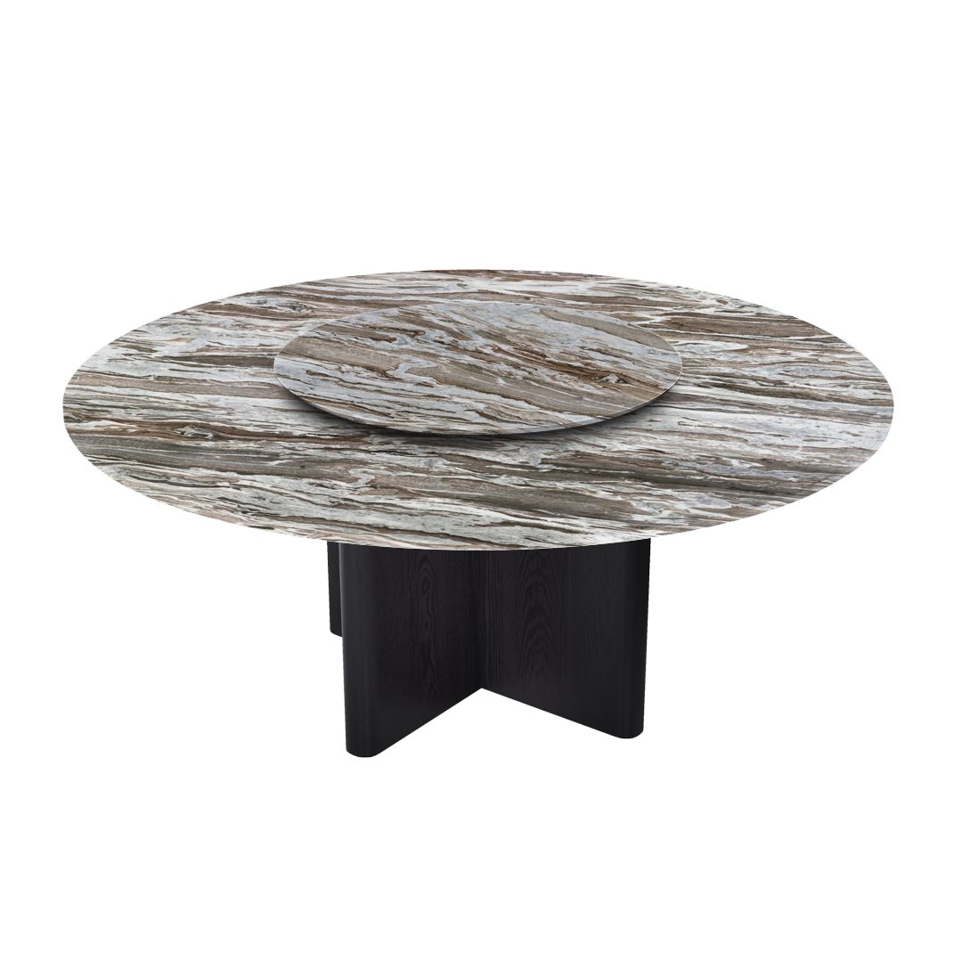 6ft Round Toronto Brown Natural Marble Dining Table