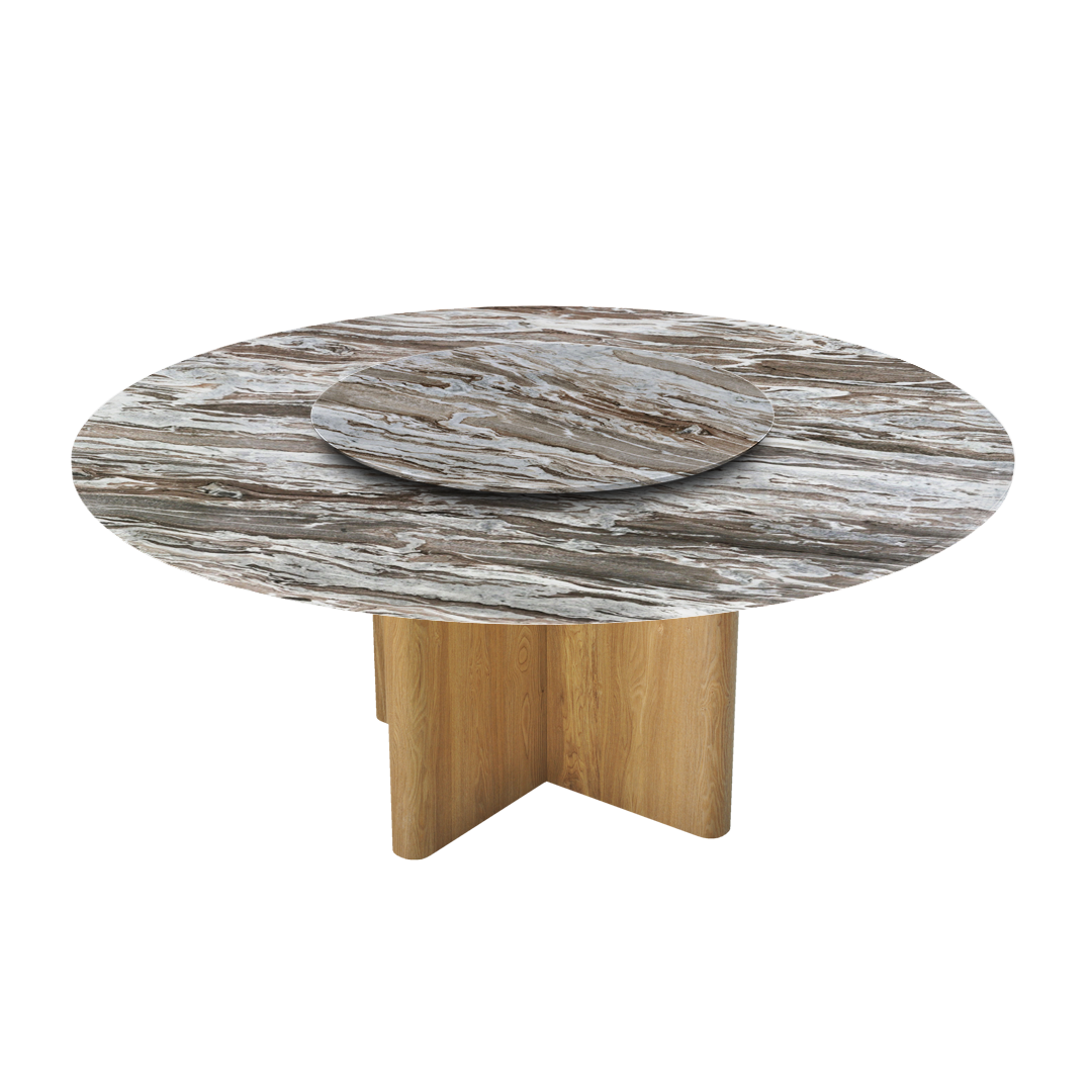 6ft Round Toronto Brown Natural Marble Dining Table