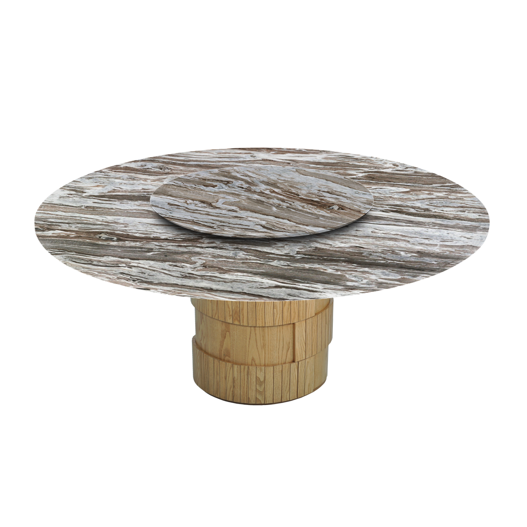 6ft Round Toronto Brown Natural Marble Dining Table