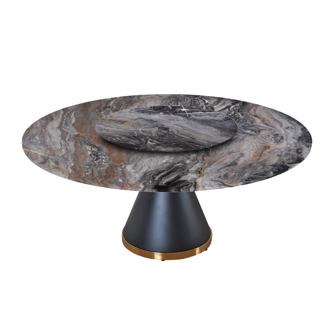 6ft Round Venice Brown Natural Marble Dining Table