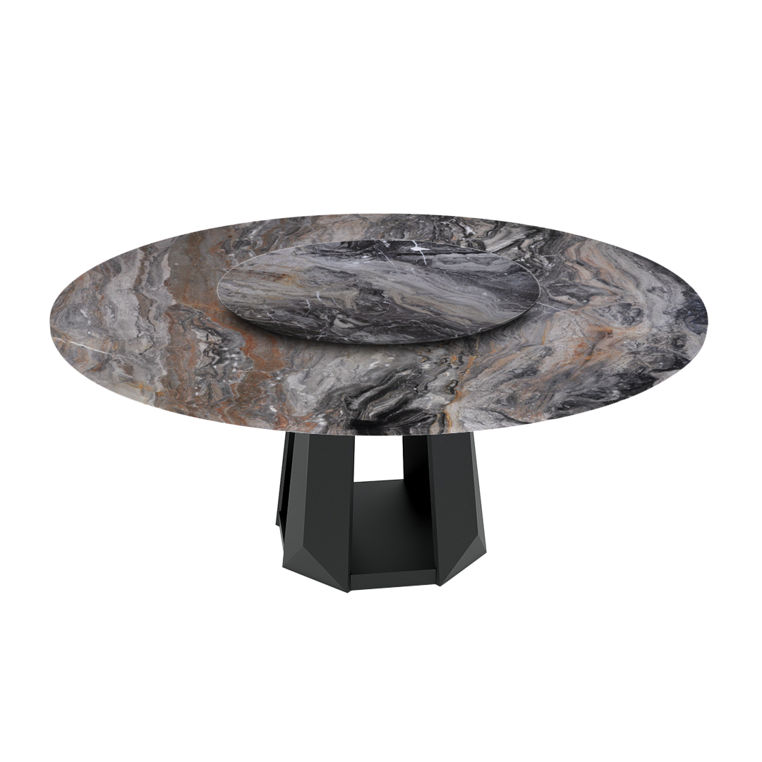 6ft Round Venice Brown Natural Marble Dining Table