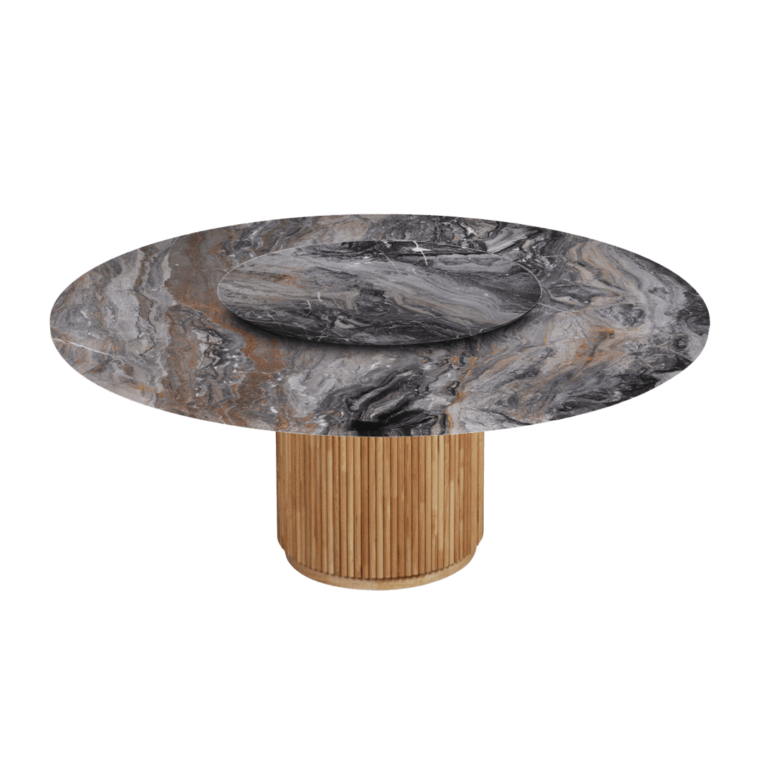 6ft Round Venice Brown Natural Marble Dining Table