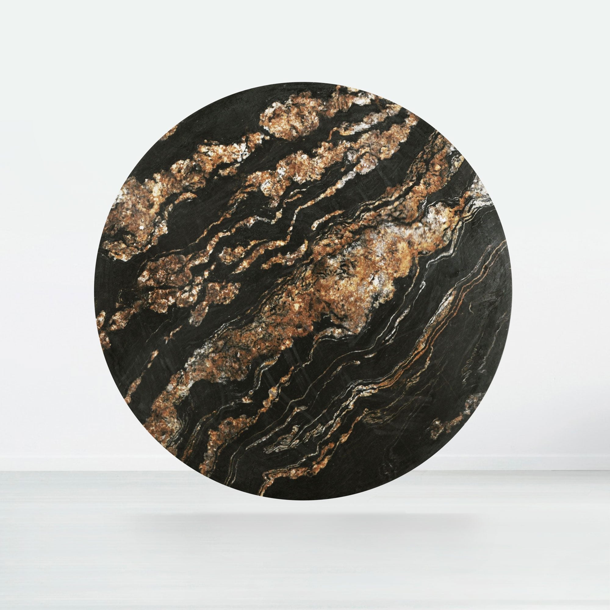 6ft Round Black Taurus Natural Marble Dining Table