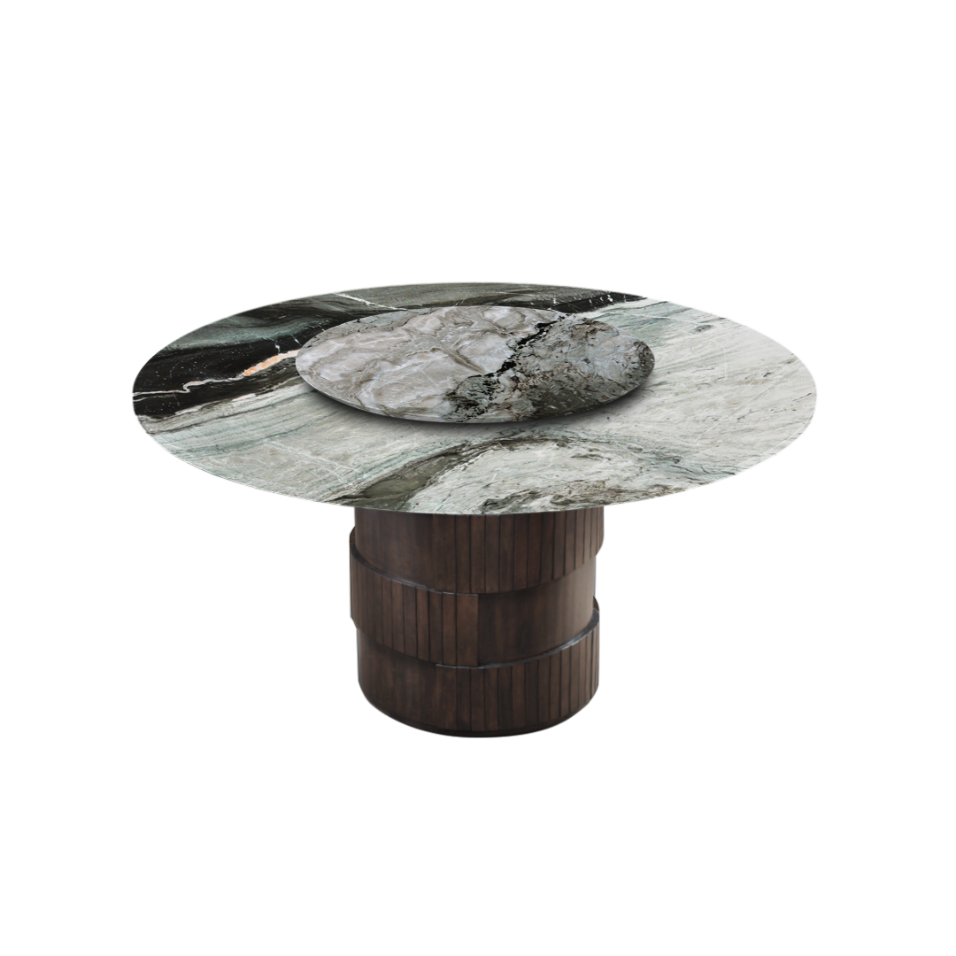 5ft Round Forest Green Natural Marble Dining Table