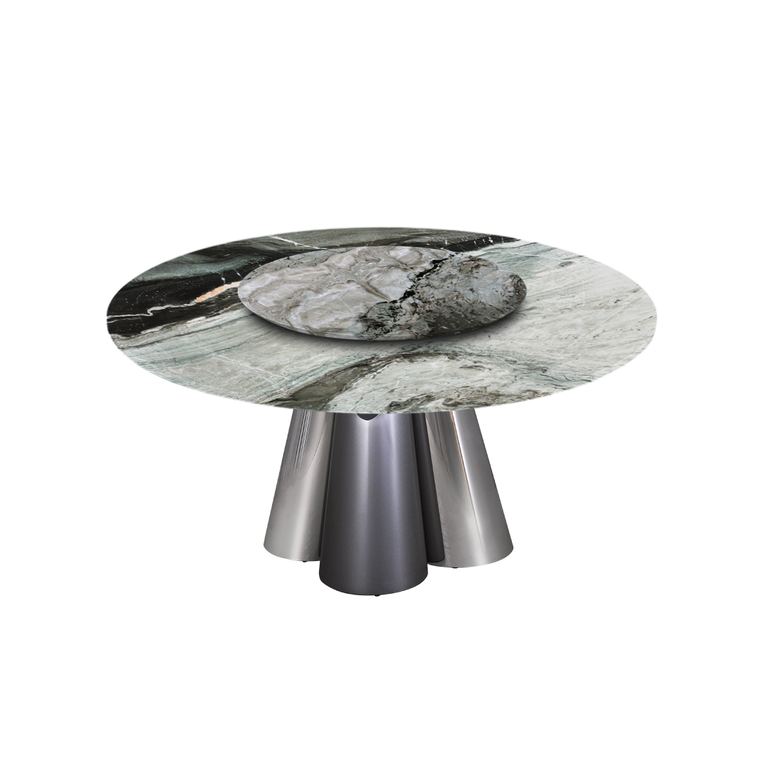 5ft Round Forest Green Natural Marble Dining Table