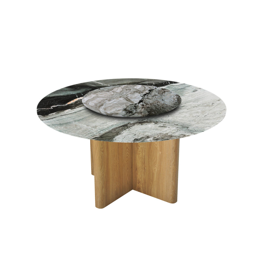 5ft Round Forest Green Natural Marble Dining Table