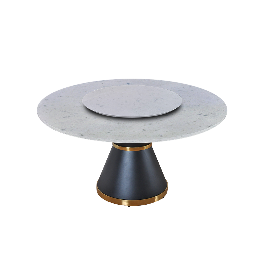 5ft Round Diamond White Natural Marble Dining Table