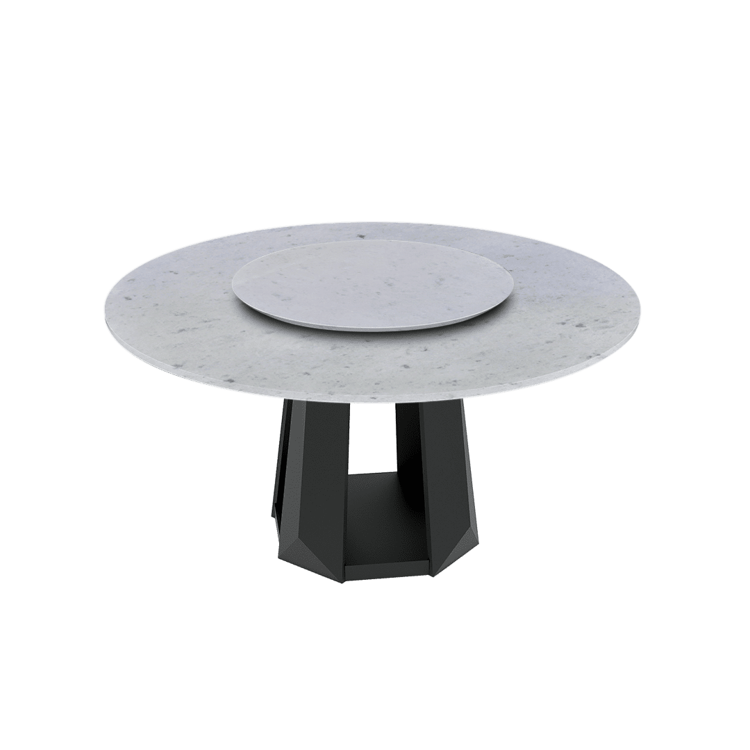 5ft Round Diamond White Natural Marble Dining Table