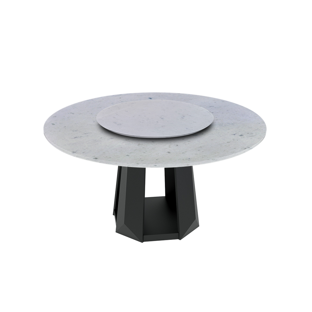 5ft Round Diamond White Natural Marble Dining Table