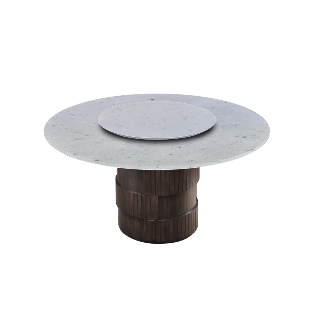 5ft Round Diamond White Natural Marble Dining Table