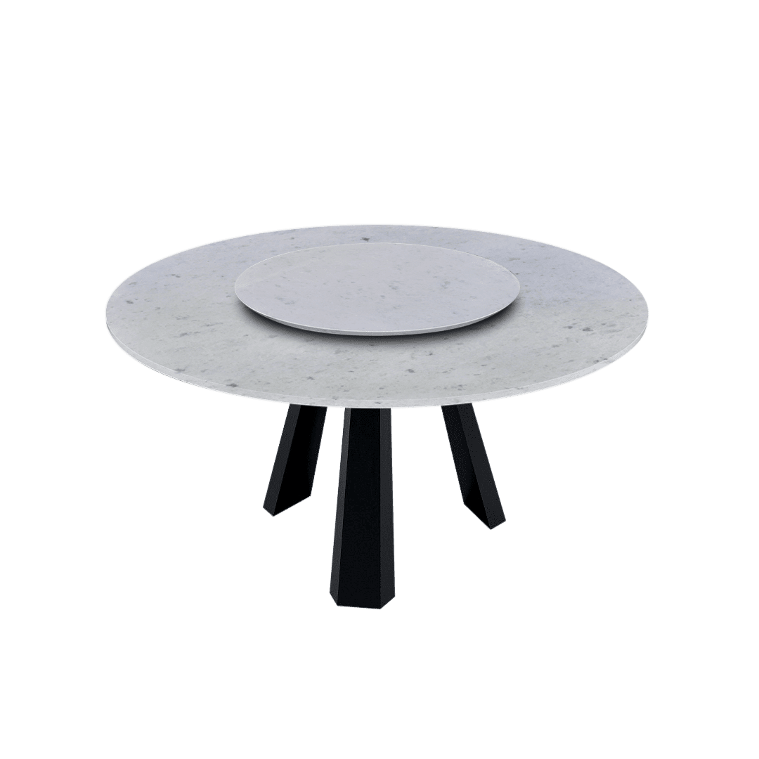 5ft Round Diamond White Natural Marble Dining Table