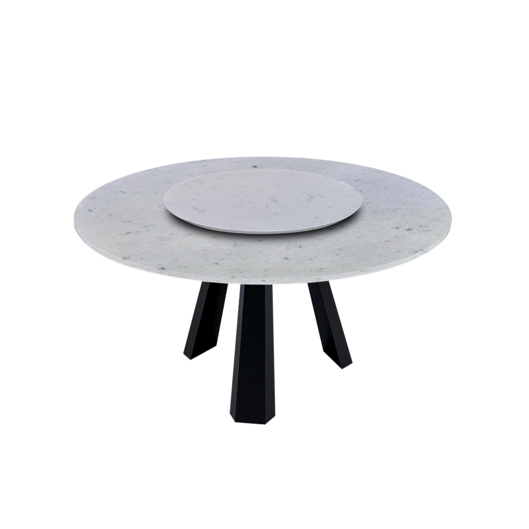 5ft Round Diamond White Natural Marble Dining Table