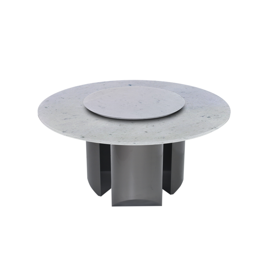 5ft Round Diamond White Natural Marble Dining Table
