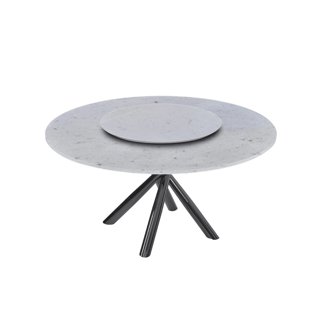 5ft Round Diamond White Natural Marble Dining Table