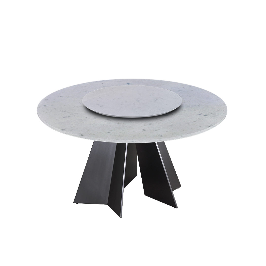 5ft Round Diamond White Natural Marble Dining Table