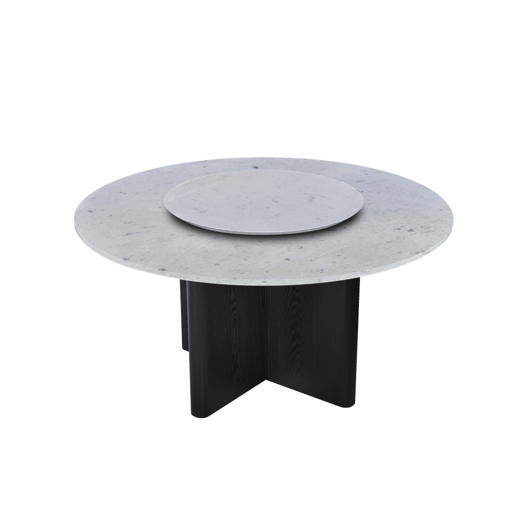 5ft Round Diamond White Natural Marble Dining Table