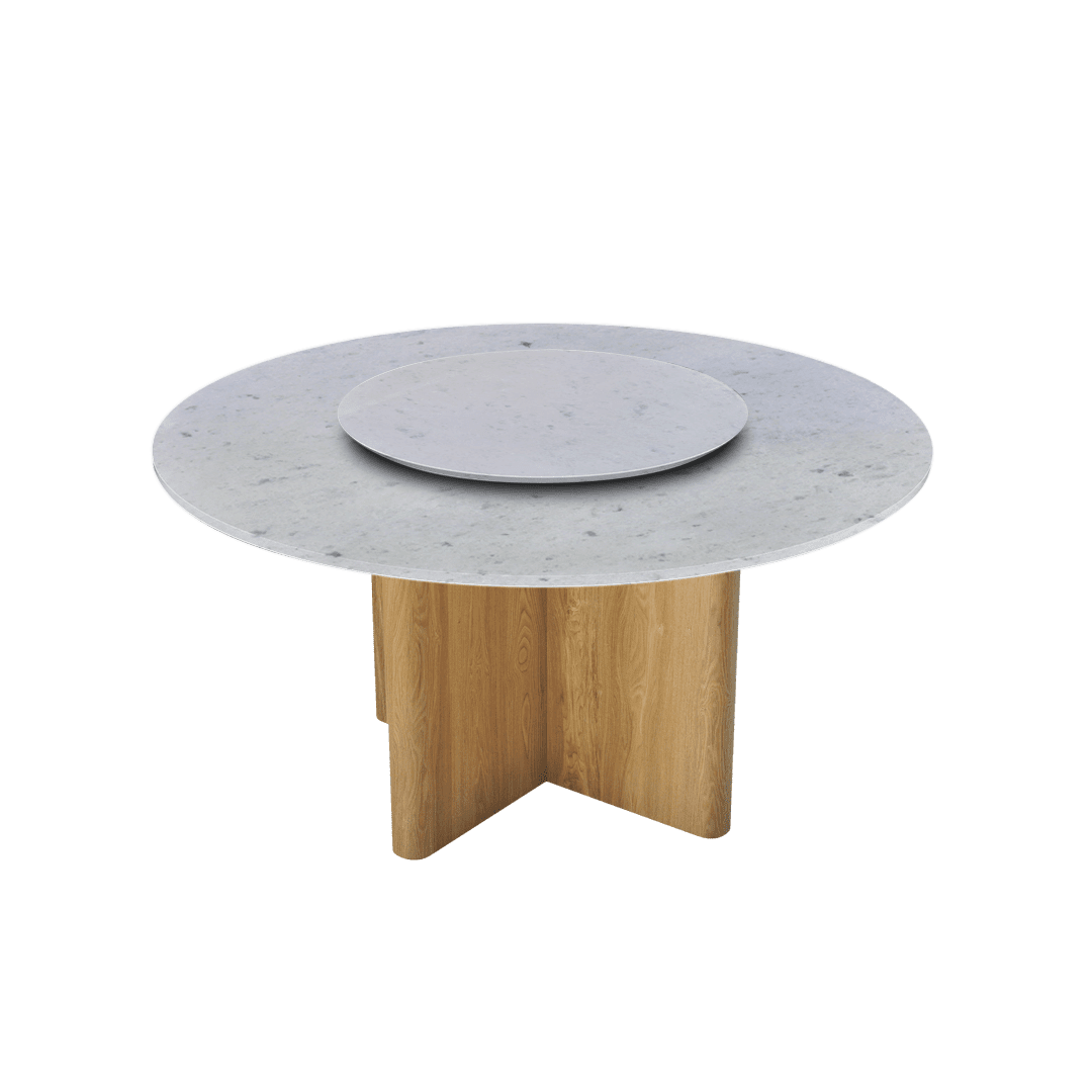 5ft Round Diamond White Natural Marble Dining Table