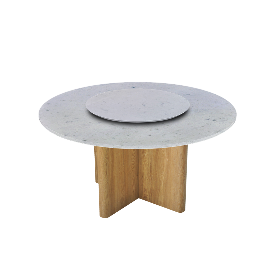 5ft Round Diamond White Natural Marble Dining Table
