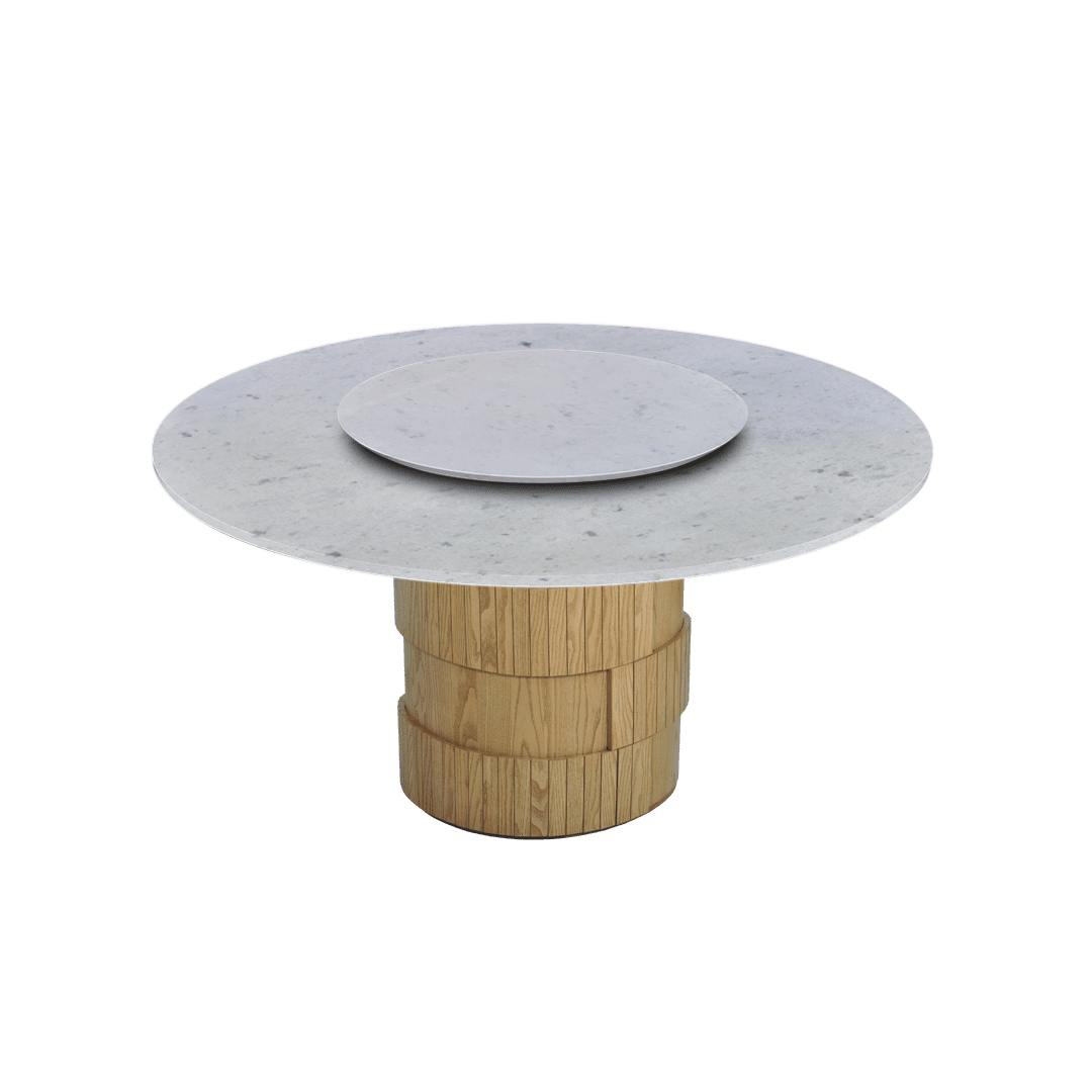 5ft Round Diamond White Natural Marble Dining Table