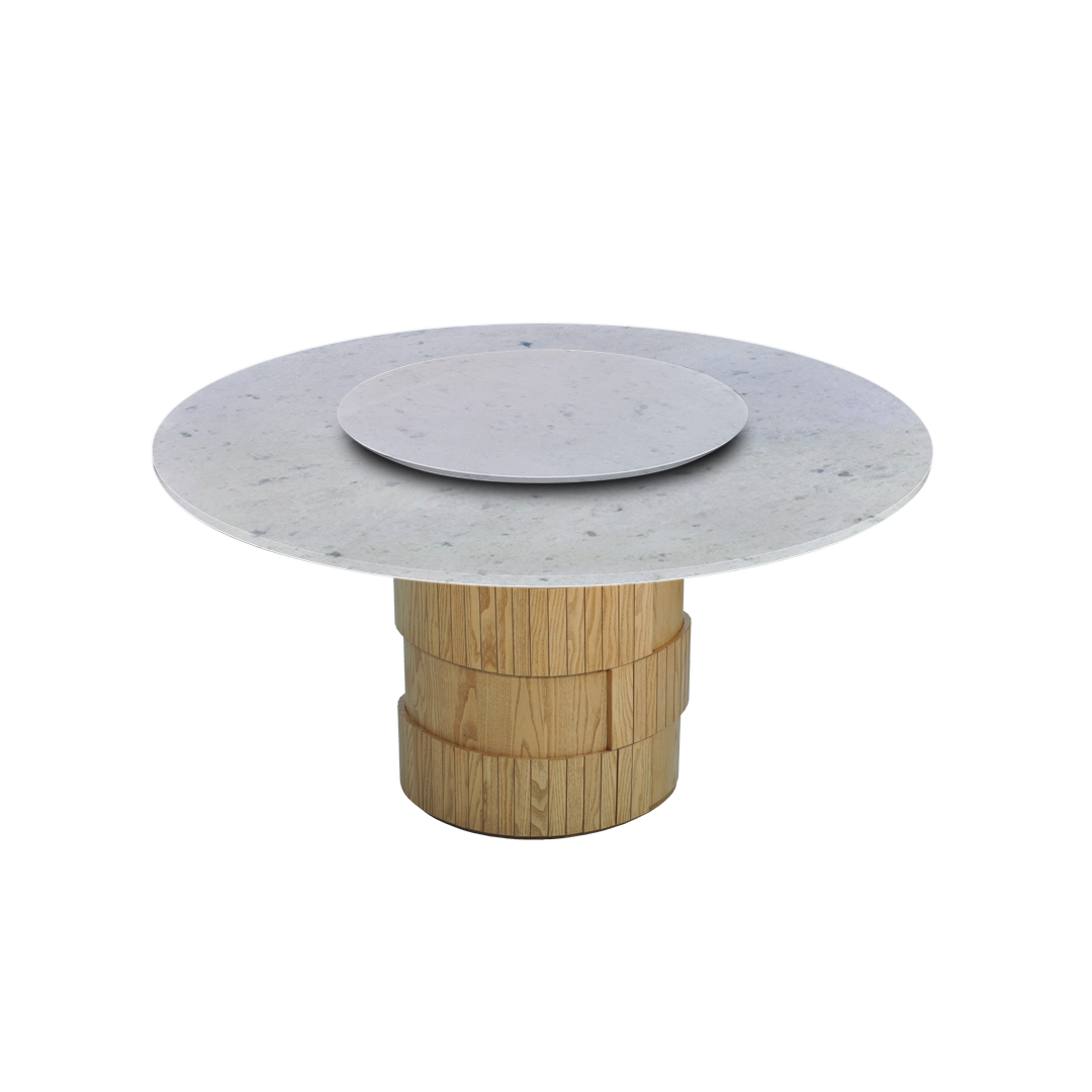 5ft Round Diamond White Natural Marble Dining Table