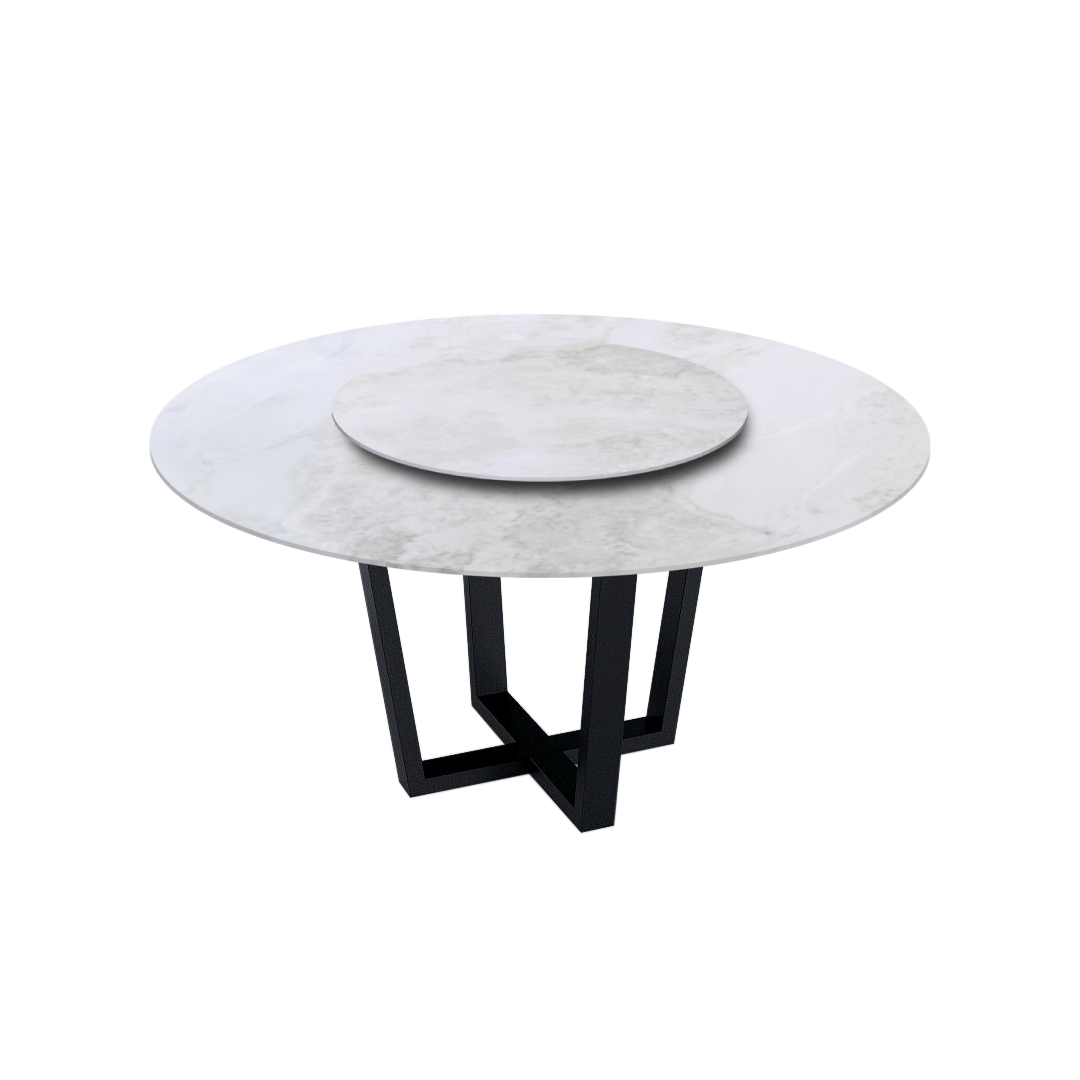 5ft Round Fendi White Natural Marble Dining Table