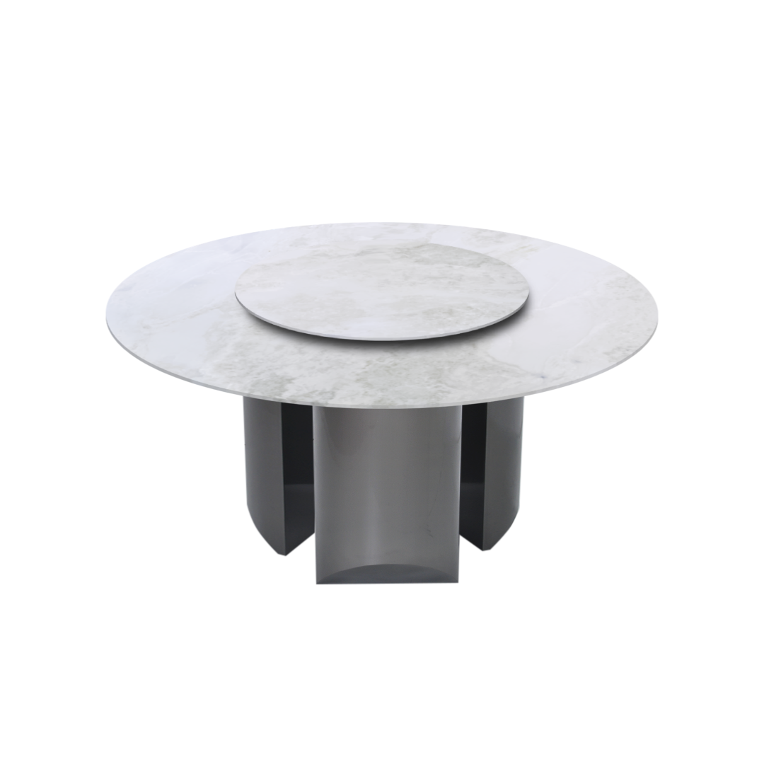 5ft Round Fendi White Natural Marble Dining Table