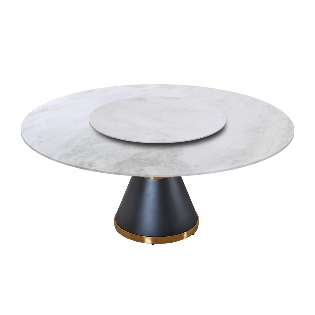 6ft Round Fendi White Natural Marble Dining Table