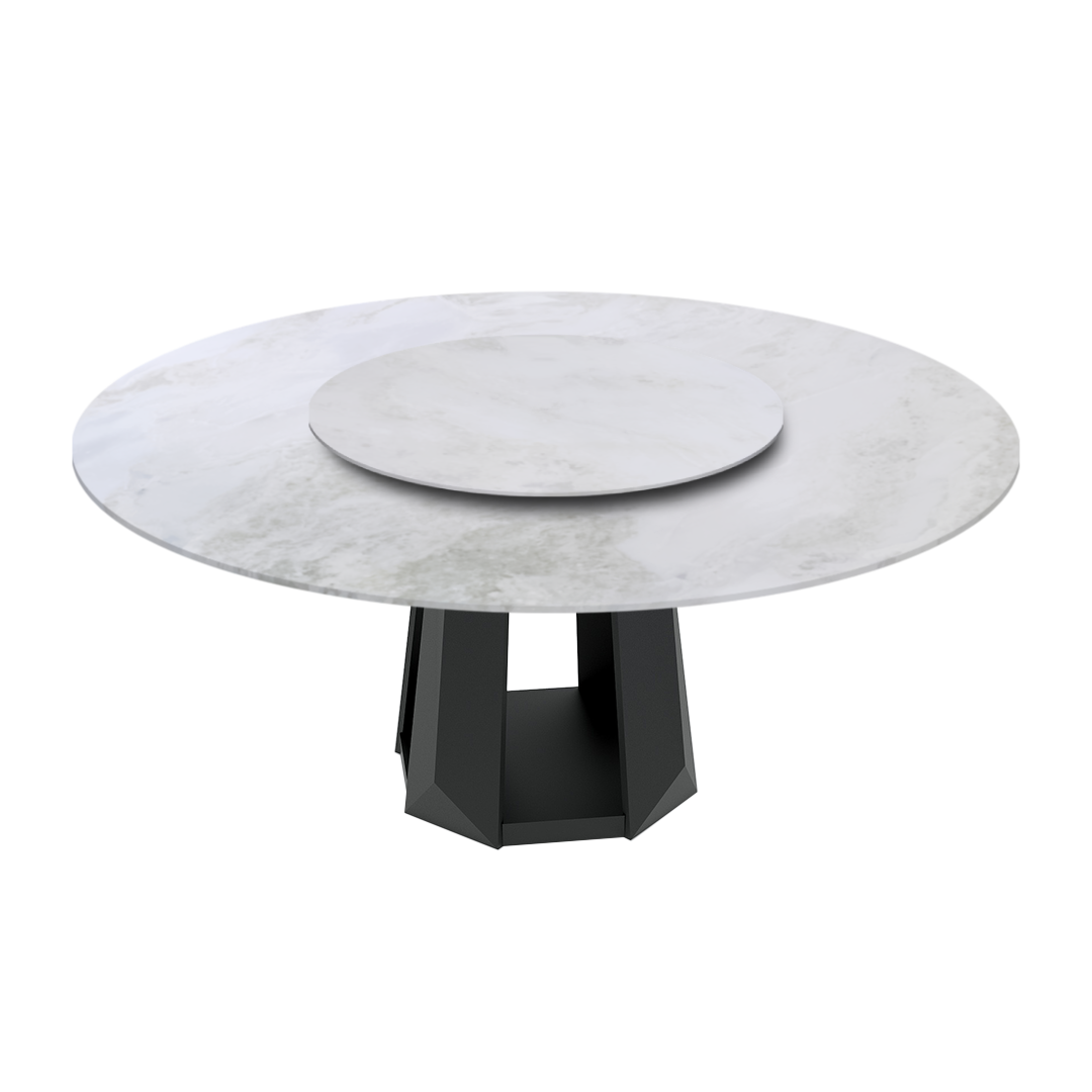 6ft Round Fendi White Natural Marble Dining Table