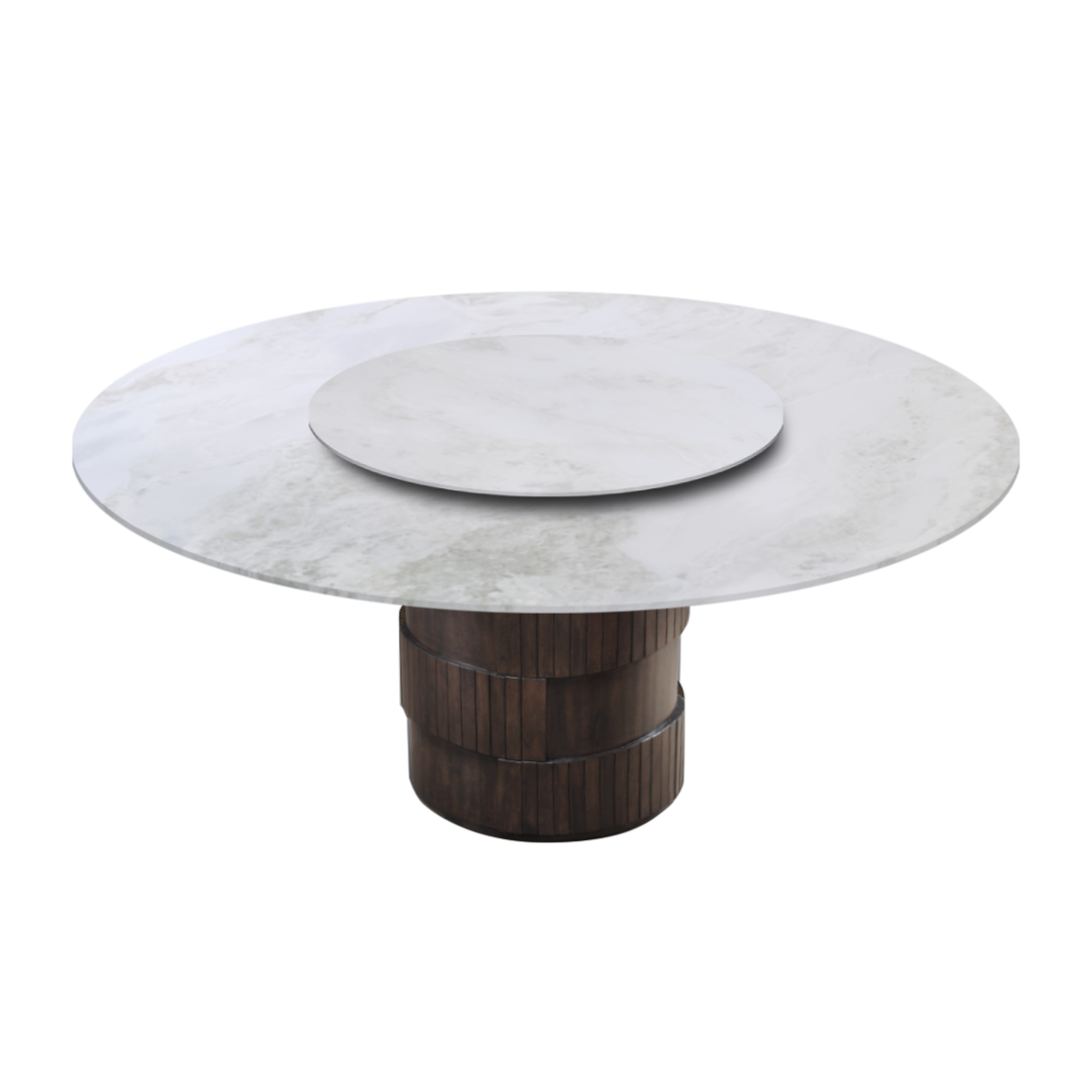 6ft Round Fendi White Natural Marble Dining Table