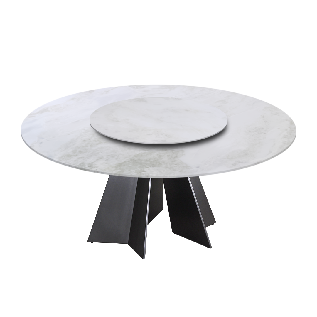 6ft Round Fendi White Natural Marble Dining Table