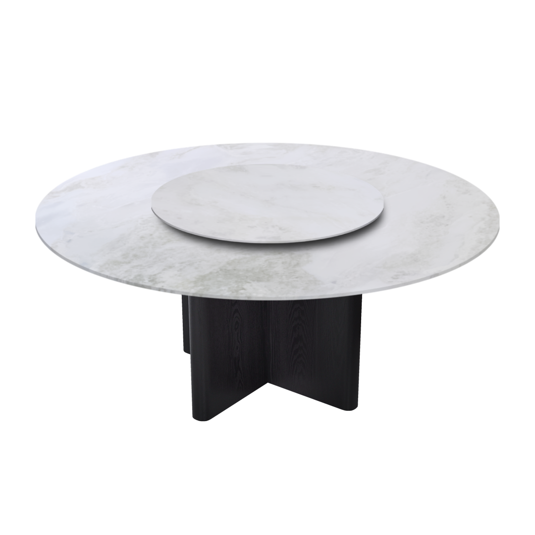 6ft Round Fendi White Natural Marble Dining Table