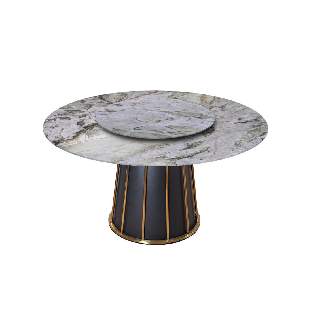 5ft Round Cristallo Tiffany Natural Marble Dining Table