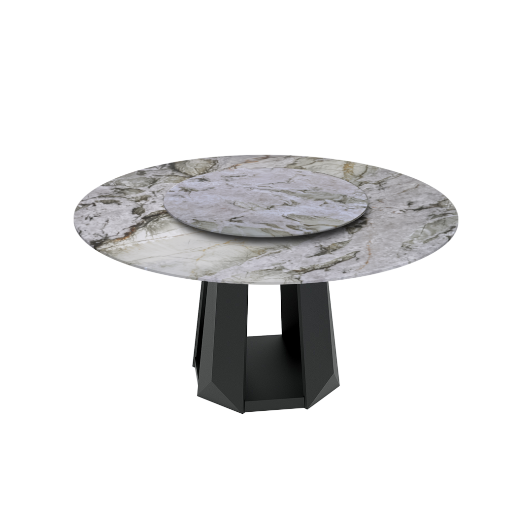 5ft Round Cristallo Tiffany Natural Marble Dining Table