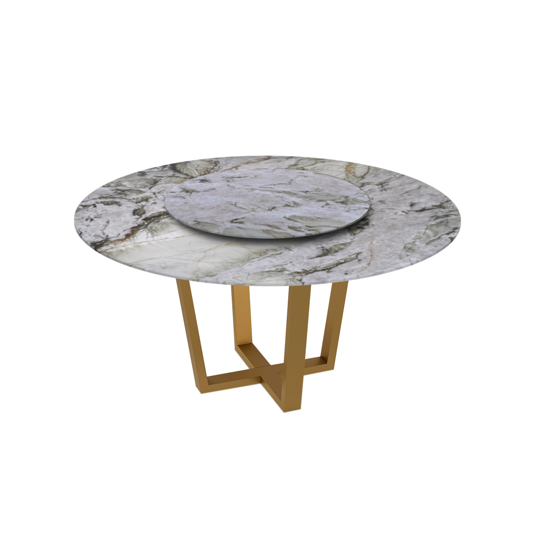 5ft Round Cristallo Tiffany Natural Marble Dining Table
