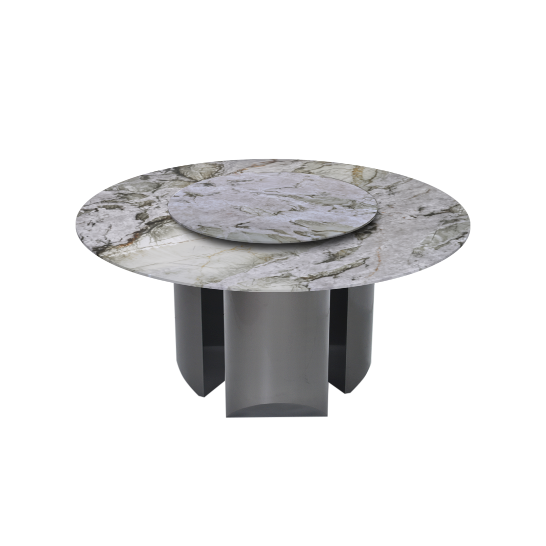 5ft Round Cristallo Tiffany Natural Marble Dining Table