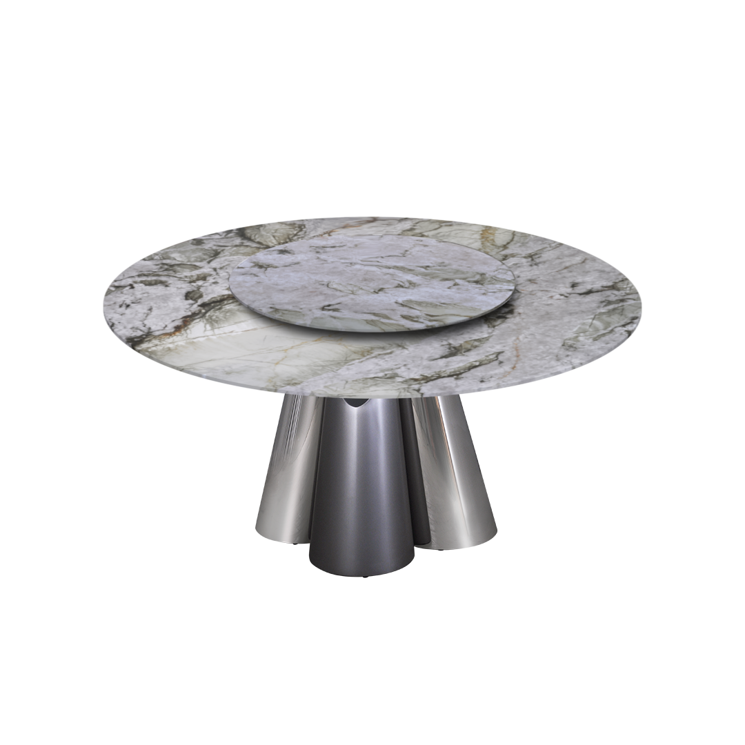 5ft Round Cristallo Tiffany Natural Marble Dining Table