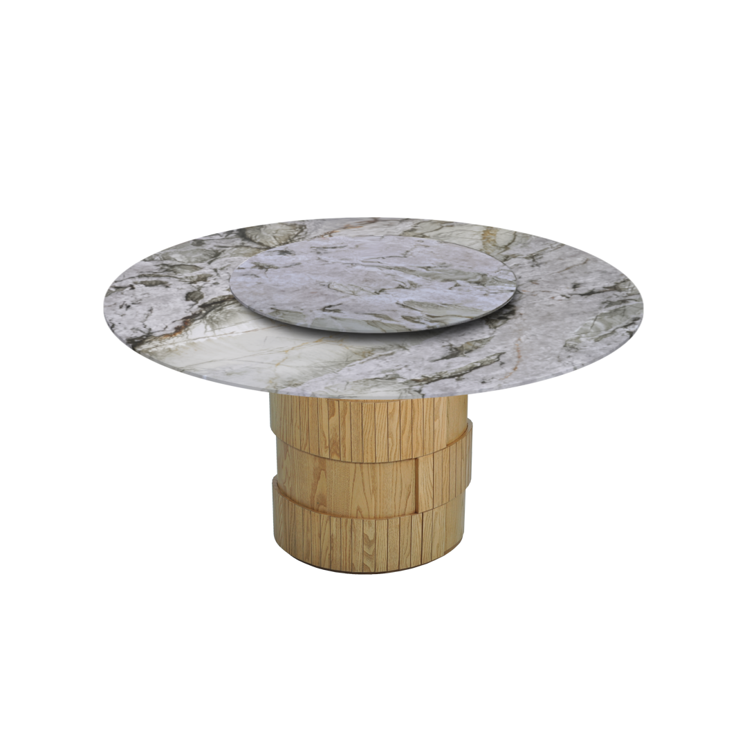 5ft Round Cristallo Tiffany Natural Marble Dining Table