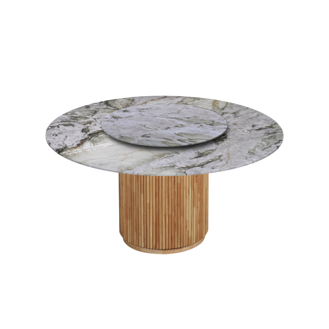 5ft Round Cristallo Tiffany Natural Marble Dining Table