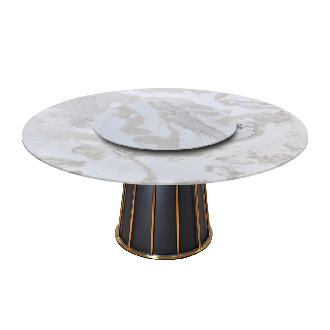 6ft Round Fendi White (Old Quarry) Natural Marble Dining Table